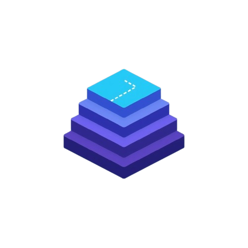 Isometric blue pyramid icon on a white background