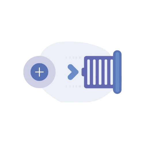 Illustration of a plus sign and a trash can icon on a light gray background